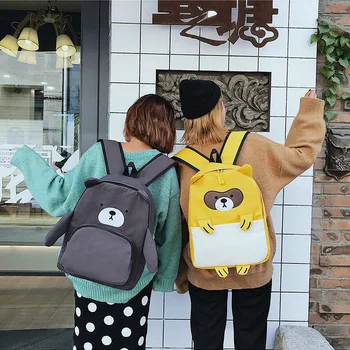 

Factory direct selling day soft sister cute cartoon bear students shoulder bag embroidery creative funny girl backpack
