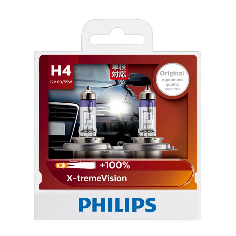 Philips H4 9003 12V 60/55W P43t X-treme Vision Автомобильные фары яркие галогенные лампы ECE одобрить больше видения 12342XV S2, пара