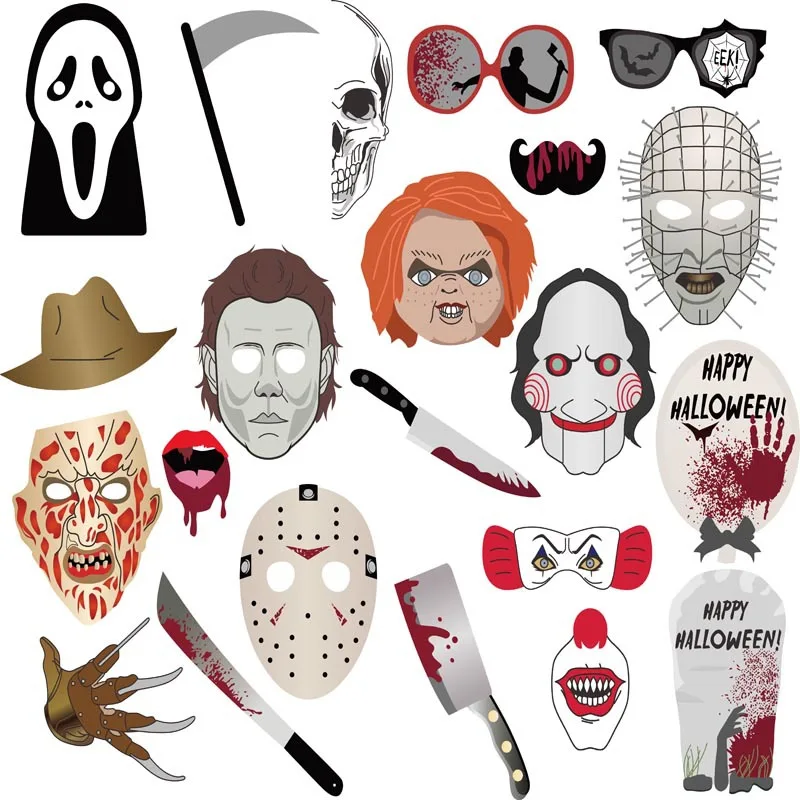 

Halloween Photography Props Clown Face Horror Mask Dagger Kitchen Knife Funny Photo Studio Booth Backgrounds