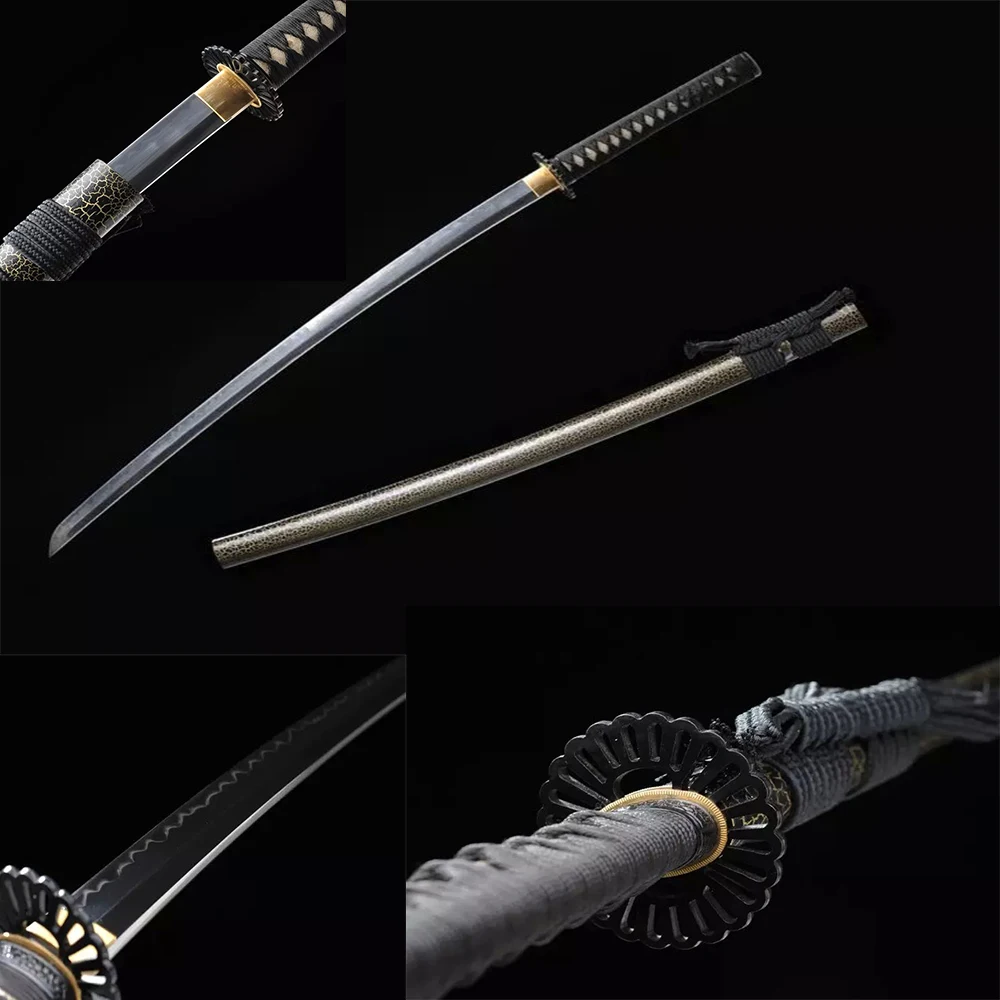 

Handmade Casting katana Japanese Samurai Sword T10 steel carving Crack sheath Iron fittings Collection