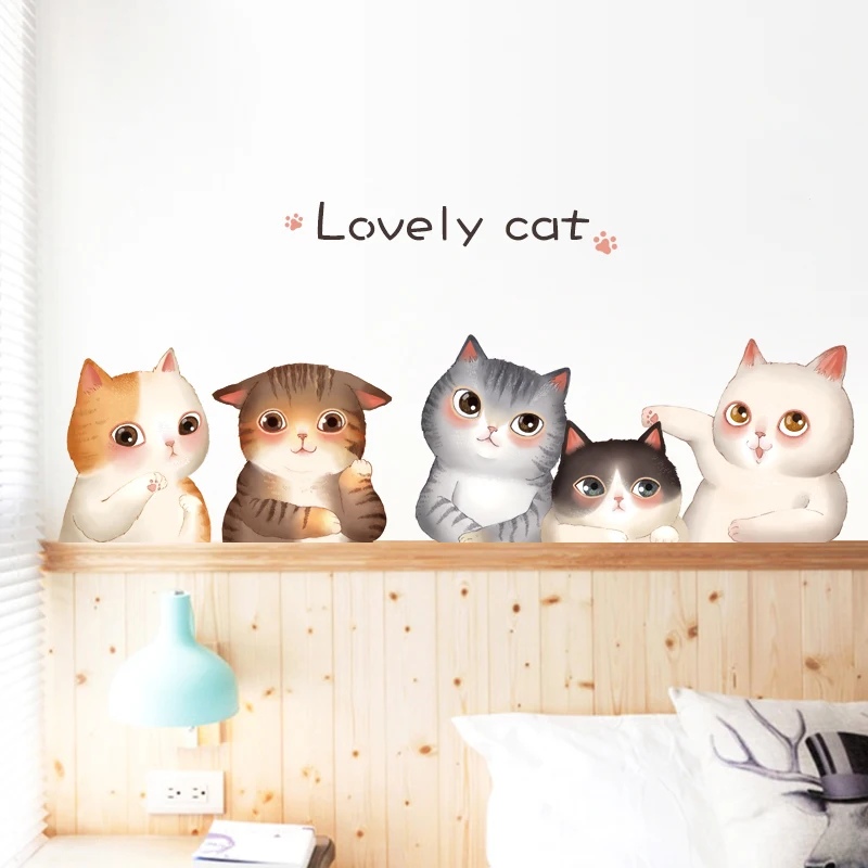 Kitty wall stickers bedroom bedroom bed warm decorations wall stickers