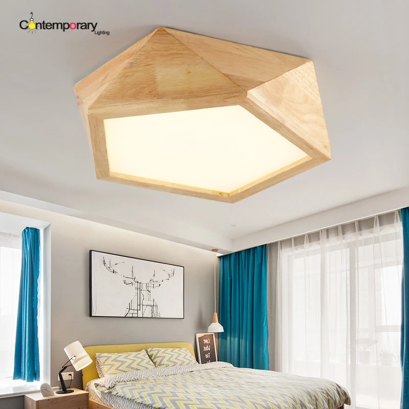 

Creative OAK Wooden ceiling lights for dining room bedroom living room led ceiling lamp fixtures abajur Lamparas de Techo