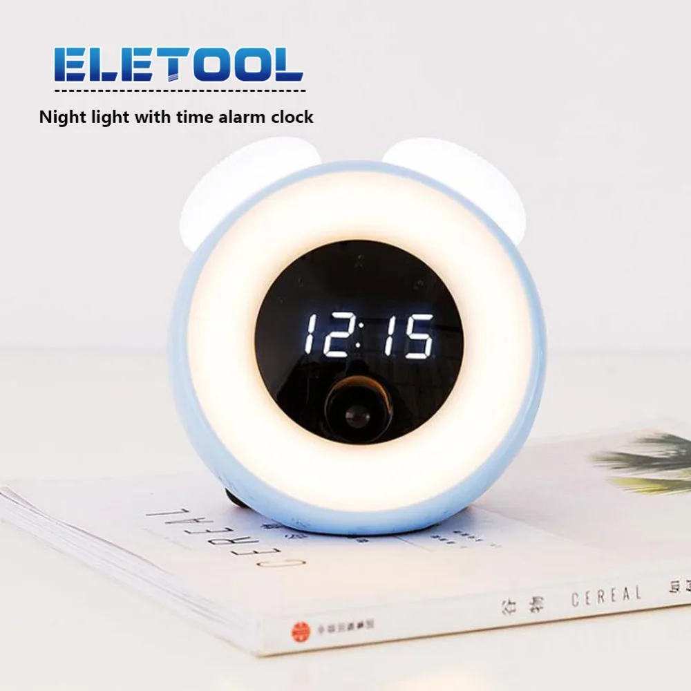 

Bedroom with sleeping table lamp night light with time alarm clock sound control induction creative plug-in baby feeding XF30