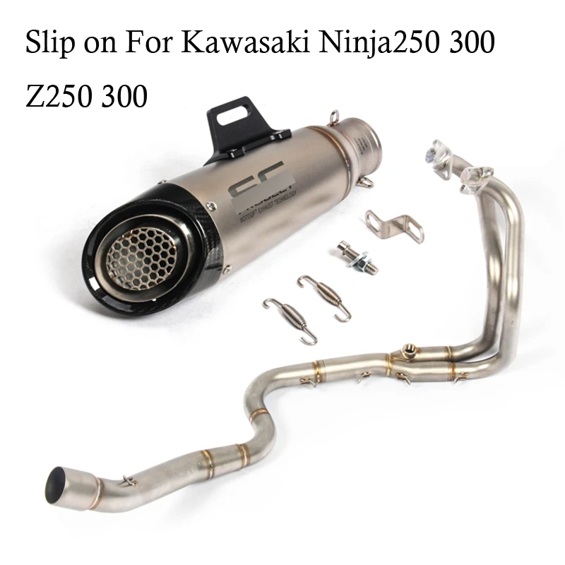 

6 Color Available Full Exhaust System Muffler with Front Middle Link Pipe Slip on For Ninja 250 Ninja300 Z250 Z300 Moto Escape