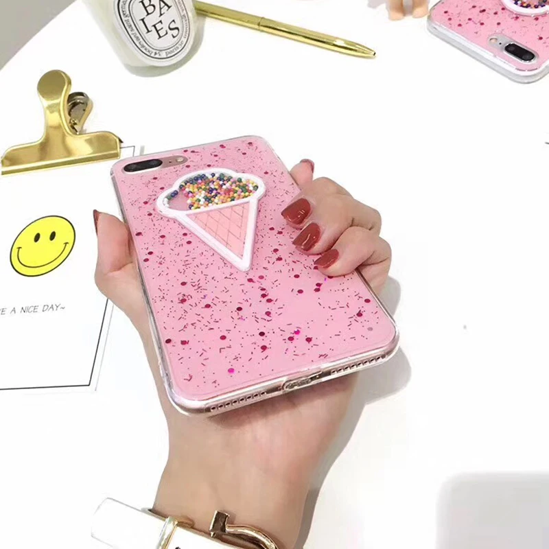 3D Dynamic Ice Cream Phone Case For iphone X Case Fashion Glitter Bling Back Cover Lovely Cartoon Cases For iphone X 10 Capa (19)