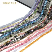 Граненые 2 мм 3 мм бусины из натурального камня кристаллы аметиста драгоценные камни бусины для изготовления ювелирных изделий Бисероплетение DIY браслет ожерелье