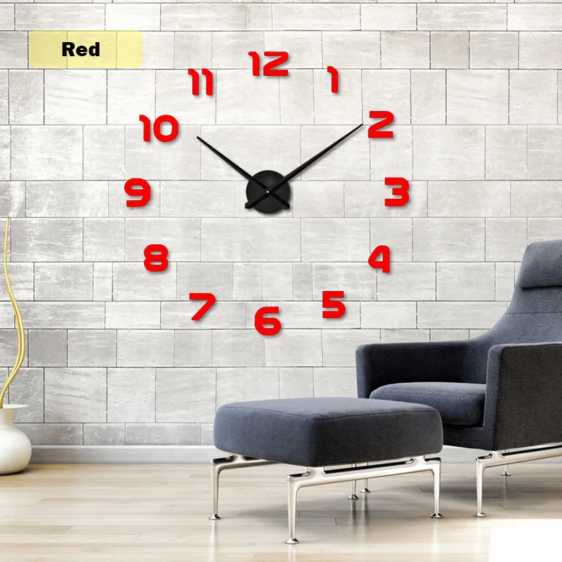 Новинка, металлические современные 3D настенные часы "сделай сам", акриловые EVR, металлическое зеркало, украшение для дома, супер большие 130 см x 130 см, фабричная - Цвет: red