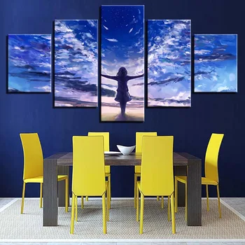 

5pcs Square Drill DIY 5D Diamond Fresh And Simple Scenery Little Girl Sky Painting Cross Stitch Embroidery Patterns Mosaic