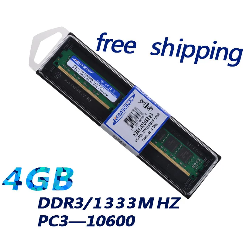 

KEMBONA New Ram DDR3 4gb 1333mhz DIMM PC3 10600 24Pin CL9 Non Ecc Desktop Lodimm Memory Sticker only for A-M-D and for Intel