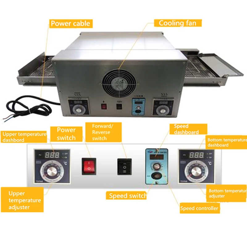 220 В коммерческих электрическая печь для пиццы конвейер 12"
