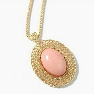 MissCyCy корейские ювелирные изделия пирсинг овальное Ожерелье длинный абзац свитер цепь ожерелье для женщин - Окраска металла: pink