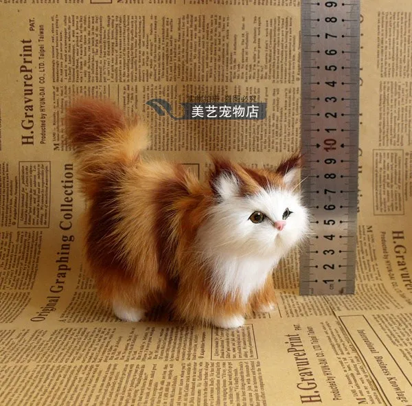 Simulation yellow cat polyethylene&ampfurs model funny gift about 12cmx6cmx12cm | Дом и сад