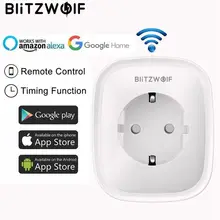 BlitzWolf BW-SHP2 wifi умная розетка 220 В 16А пульт дистанционного управления умный выбор времени штепсельная вилка стандарта ЕС работа для Amazon Alexa/Google Assistant