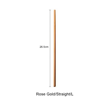 Скандинавские красочные 304 нержавеющая сталь питьевой соломинки многократного использования изогнутая металлическая соломинка Высокое качество трубка Офис Бар посуда для напитков аксессуары - Цвет: Rose Gold-Straight-L