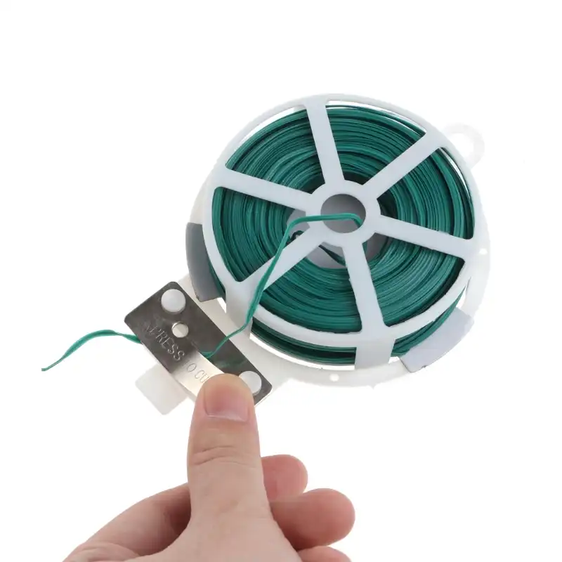 100m Garden Twist Tie Wire Cable Reel With Cutter Gardening Plant Bush Flower