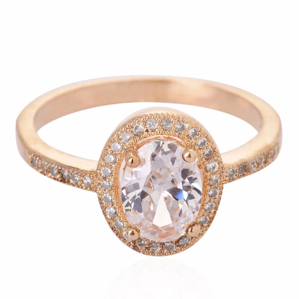 High Quality Gold plating engagement ring AAA oval cubic zircon women