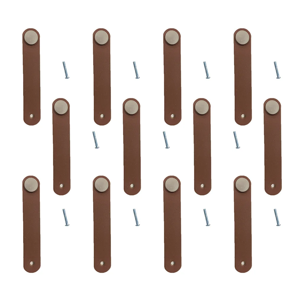 12x Handmade Leather Suitcase Handle Drawer Cabinet Leather Handle Pulls Knob
