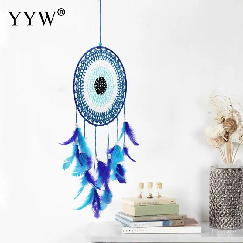 

Dream Catcher Scandinavian Style Blue Feather Hunter Substance Ornaments Lace Dreamcatcher Nordic Girls Room Decoration Crafts