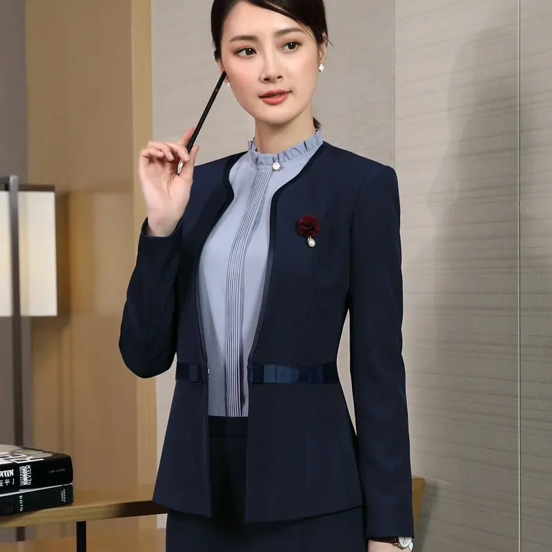 

Spring and Autumn Winter Women's Long Sleeve Professional Suit Formal Wear Skirt Pants Interview Sales Workwear