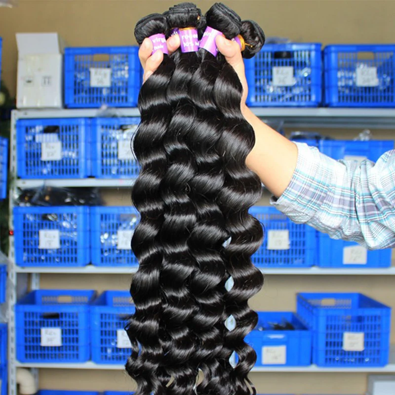 Loose Wave Brazilian Hair Weave Bundles 100% Human Hair Bundle Extensions Remy Natural Black Free Shipping
