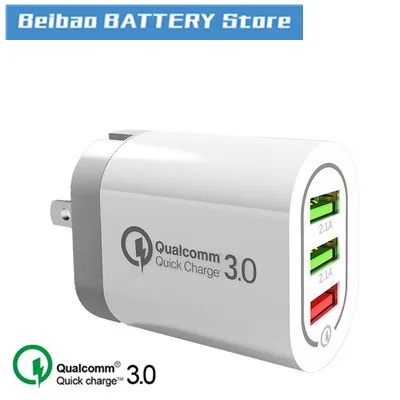 

Explosive QC3.0 Charger 5V/9V/12V Fast Charging 3 Ports USB Mobile Charger 4.8A Euro-American Regulation Travel Charging