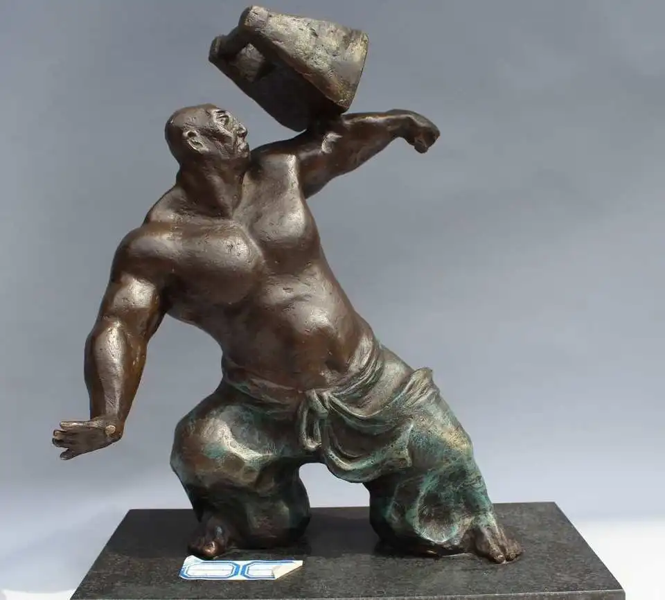 13&quotWestern Art Bronze Figurine Crafts Man weightlifting Marble Statue Sculpture | Дом и сад
