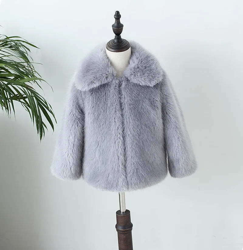 

Boys Girls Faux Fur Jacket Children Winter Warm Fur Short Coat Kids Fake Fur Outerwear Infant Parkas Infant Black Grey Brown
