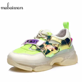 

Mabaiwan Trendy Casual Women Sneakers Chaussures Femme Lace Up Platform Breathable Thick Sole Bling Dad Shoes Woman Buty Damskie
