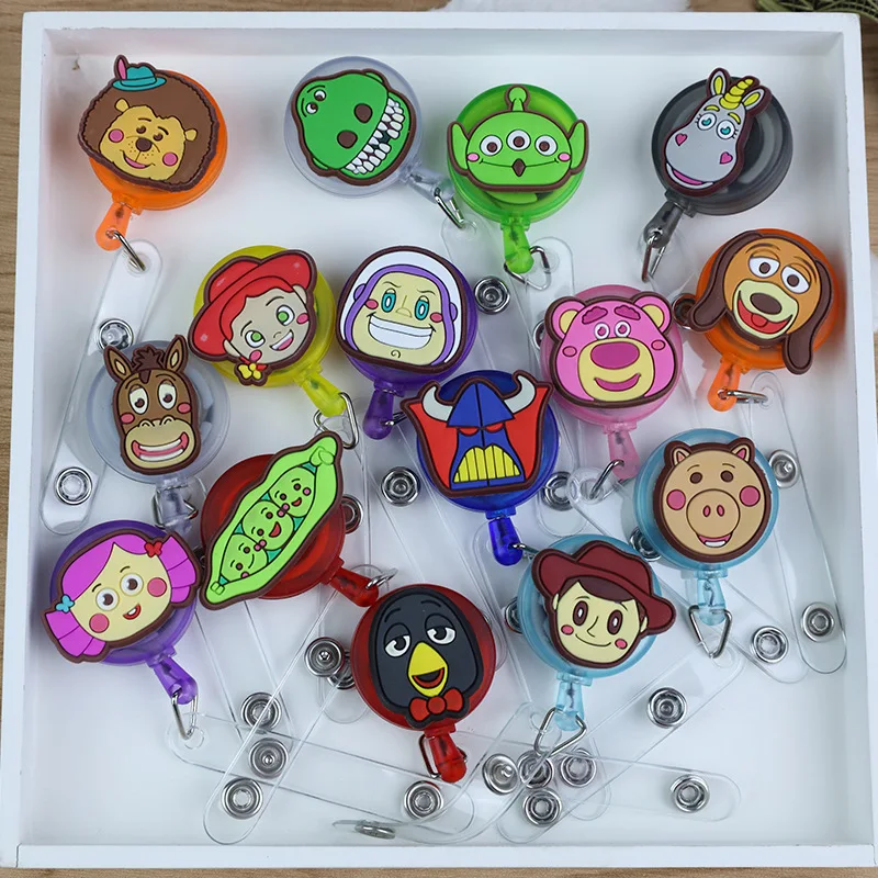 

10pcs/set Retractable Badge Reel Exihibition ID Name Card Badge Reel Holder ID Badge Reel Novelty Cartoon For Hospital School