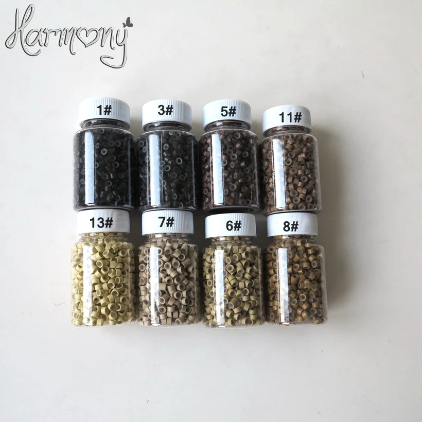 

FREE shipping!! (1000pcs 7# Light Blonde color) 5.0mm Aluminium Micro ring Silicone lined Links Beads tube tools accessories