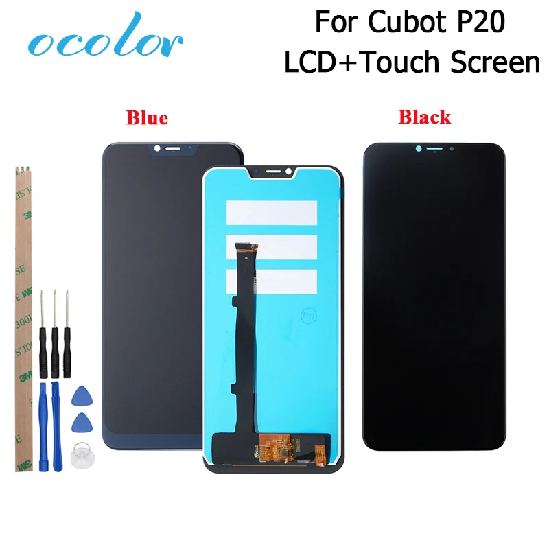 

ocolor For Cubot P20 LCD Display and Touch Screen 6.18" Assembly With Tools +Adhesive For Cubot P20 Phone +Film With Frame