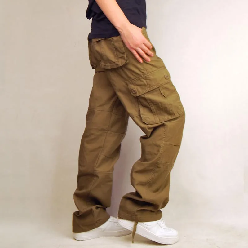 Большие размеры 30-44, высококачественные мужские брюки-карго, повседневные мужские штаны с несколькими карманами, военный комбинезон для мужчин, уличные длинные брюки - Цвет: Yellow