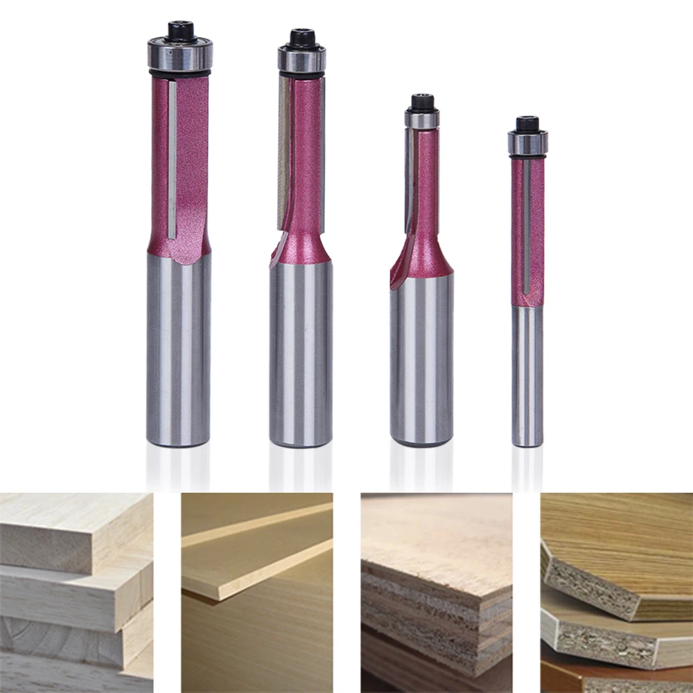 4Pcs/set Industrial Flush Trim Bit Trimming Milling Cutter Top & Bottom
