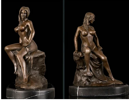 

huij 006618 Art Deco Sculpture Nude Woman Girl Erotic Figurine Bronze Statue Brass Fine Arts Crafts decoration