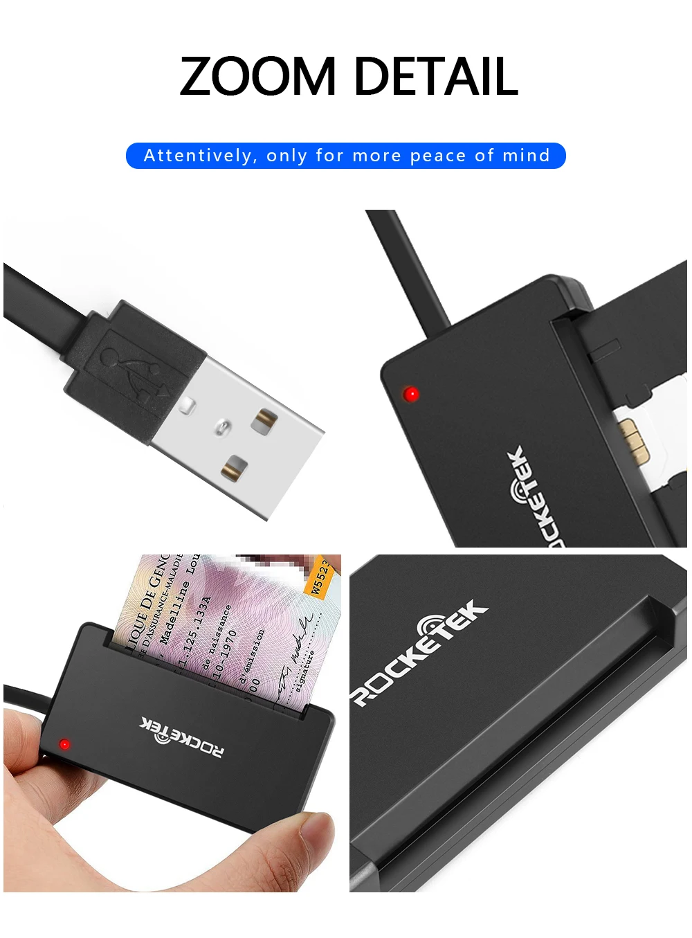 Rocketek USB 2,0 считыватель смарт-карт cac, ID банковская карта, sim карта cloner разъем cardreader адаптер ПК компьютер ноутбук аксессуары