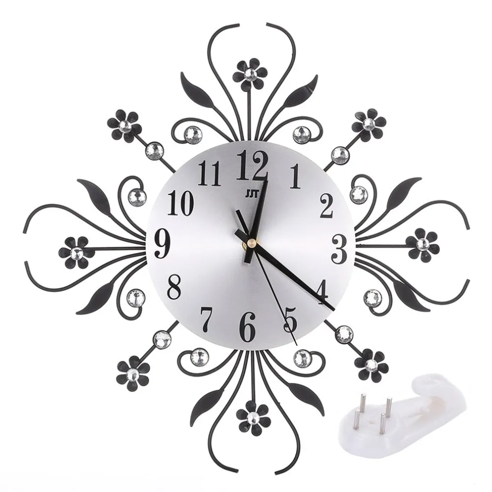 

Silent Fashion Living Room Clock European Style Quartz Movement Home Office Wall Clock Aluminum Mirror Clock