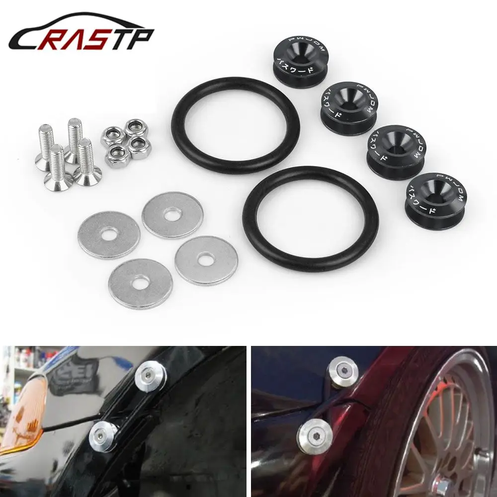 

RASTP-New Aluminum JDM Quick Release Fasteners Kit For Universal Car Bumpers Trunk Fender Hatch Lids Titanium RS-QRF001