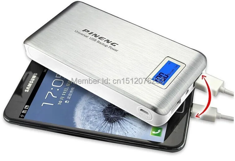 Free Shipping 15000mah Ultra Thin Slim USB Power Bank Pineng PN-929 5V 2.1A Dual Output LCD Display LED Light High Quality | Мобильные