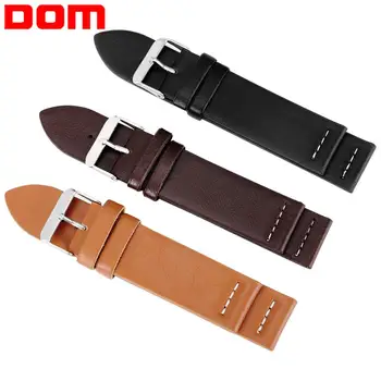 

DOM Fashion Men's Faux Leather Watch Strap Buckle Band Black Brown Yellow Wrist Strap High Quality Men Watchbands Replacement