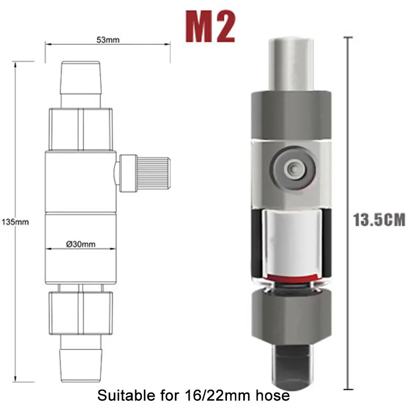 CO2 распылитель диффузорный реактор внешний подходит для детей возрастом от 12/16 мм 16/22 мм водяная трубка переработки aquairum воды завод генератор - Цвет: M2 for 16-22mm hose