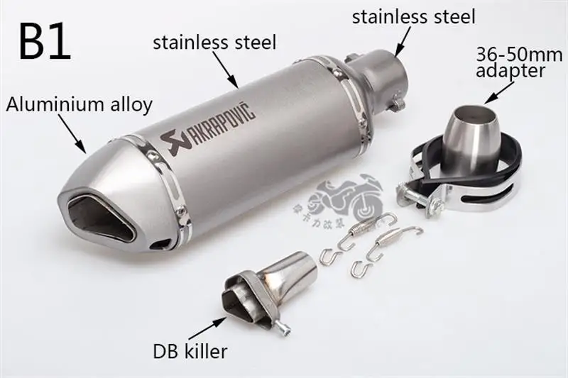 

Universal length 385mm 51mm Scooter Akrapovic Pipe Universal Muffler For CB CRB YZF TTR KTM EXC R6 ZX-6R ZX-10R GSXR Scooter ATV