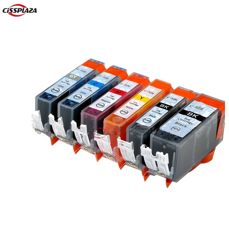 

CISSPLAZA 6pcs Compatible ink cartridge for PGI 525 PGI525BK CLI-526 GY for CANON PIXMA MG6150 MG8150 MG6250 MG6100 MG8250