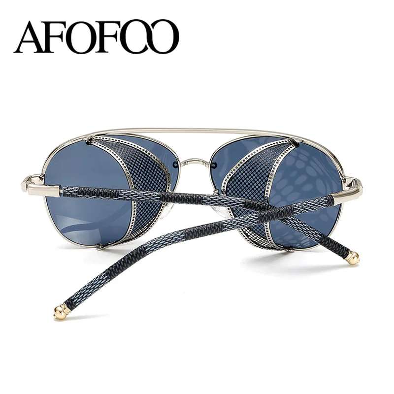 AFOFOO новые модные стимпанк Солнцезащитные очки Роскошные брендовые Дизайнерские мужские женские зеркальные солнцезащитные очки UV400 Винтажные Солнцезащитные очки