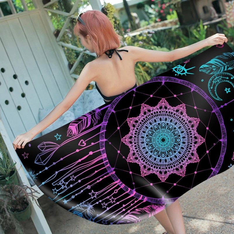 

Microfiber Beach Towel Colorful Dreamcatcher Printed Bath Towel For Adults Large Quick Dry Swimming Pool Poncho Blanket 70x150cm