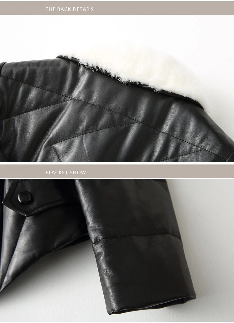 AYUNSUE, Женская куртка из натуральной кожи, воротник из натурального меха норки, 2019, короткая, настоящая овчина, пальто, женские, теплые