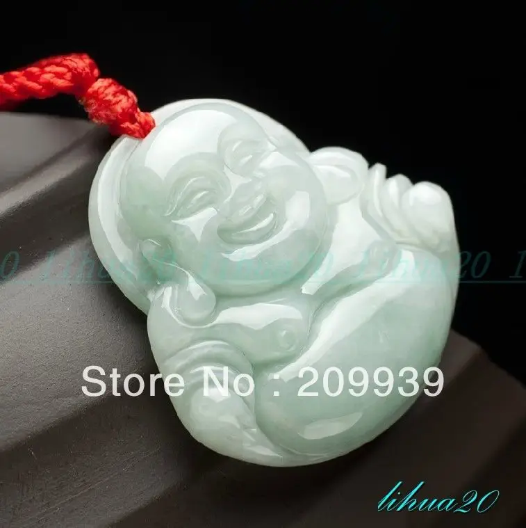 

huij 002727 Hand-carved 100% Natural A Jade Jadeite Buddha God Necklace talisman pendant