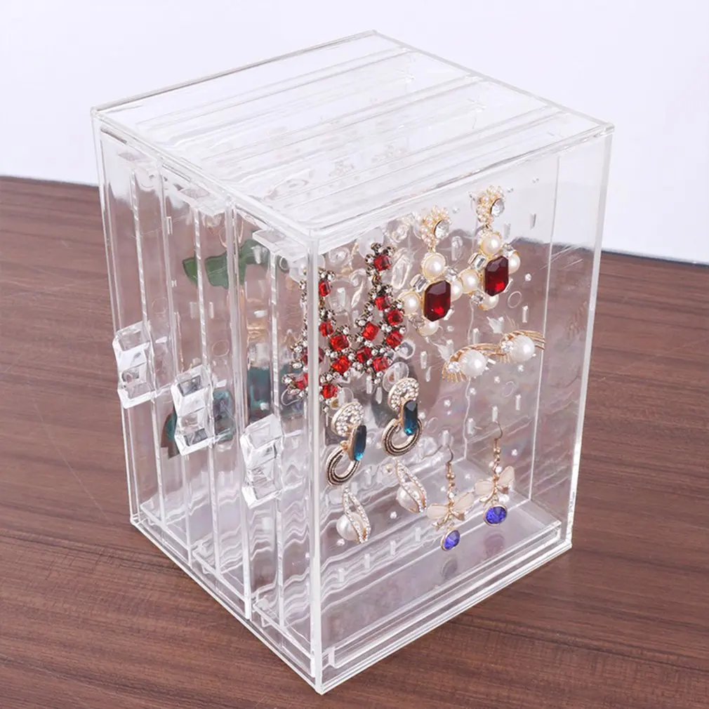 Transparent Jewelry Plastic Necklace Bracelet Rack Earrings Hanger Nail Art Display Stand Jewelry Organizer Storage Box Rack