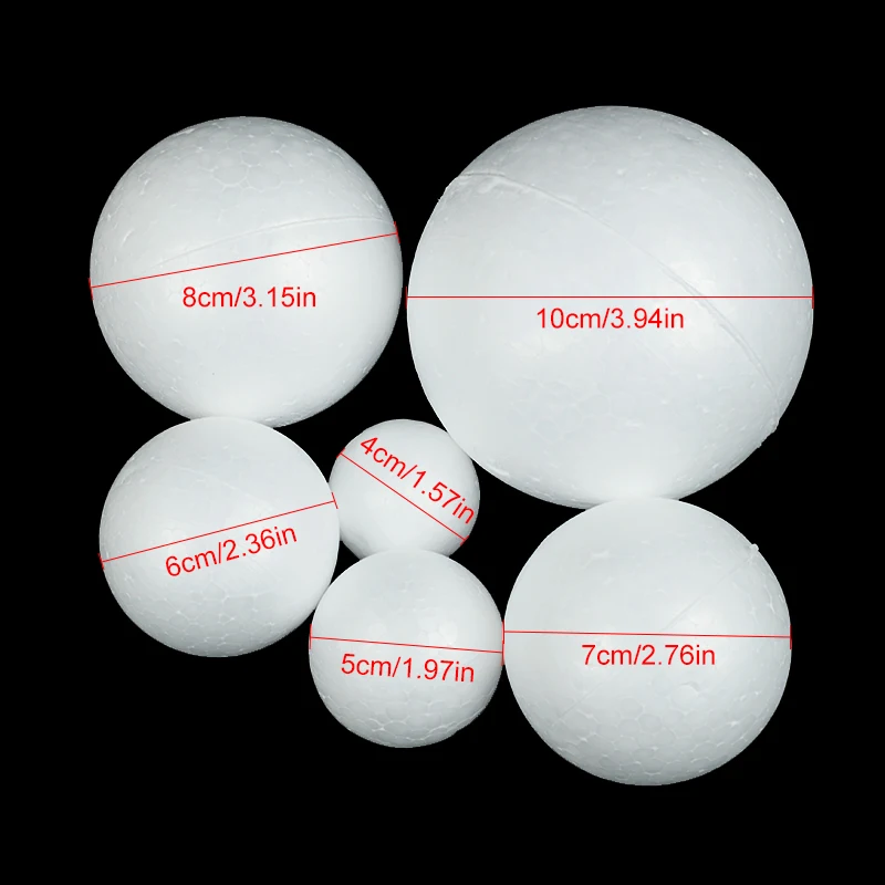 10pcs/set 4-10cm Model Polystyrene Styrofoam Foam Ball White Craft Balls For DIY Party Decoration Supplies Valentines Day Gift