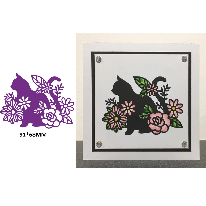 

Floral Cat Metal Cutting Dies Scrapbooking Craft Handmade Decoration DIY Card Album Making Template Embossing Die Cut New 2019
