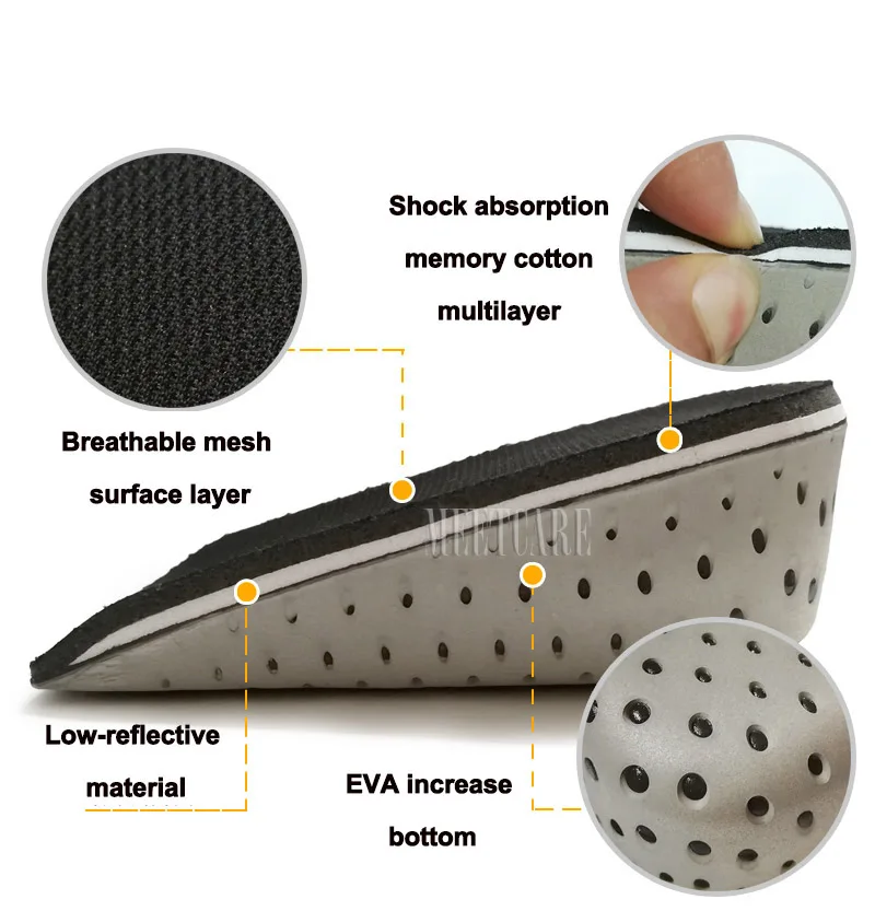 1 пара, высококачественные, невидимые, увеличивающие рост половинные стельки с эффектом памяти, розовые стельки для амортизационных подъемников, на каблуке для мужчин и женщин